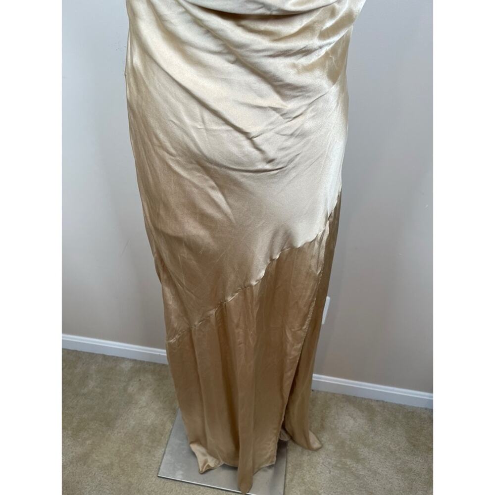 RETROFETE Emery Crystal Embellished Silk Nude Gold Maxi Dress Size Medium - Picture 6 of 11